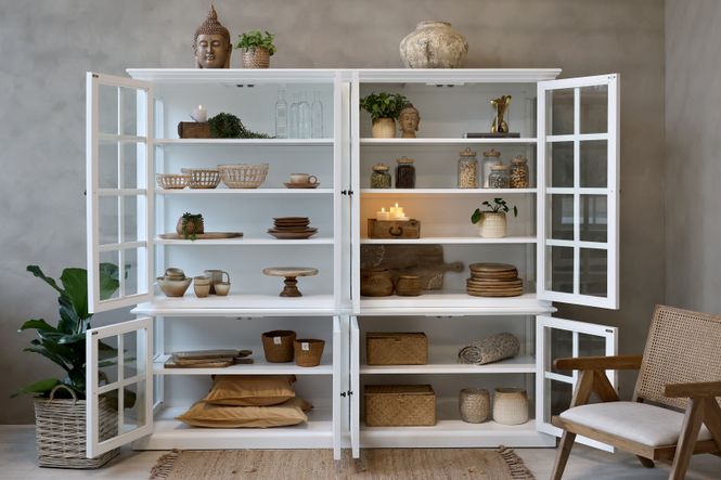 Hovedbilde Marseille hvit Vitrineskap med 8 dører og hyller - Chic Antique