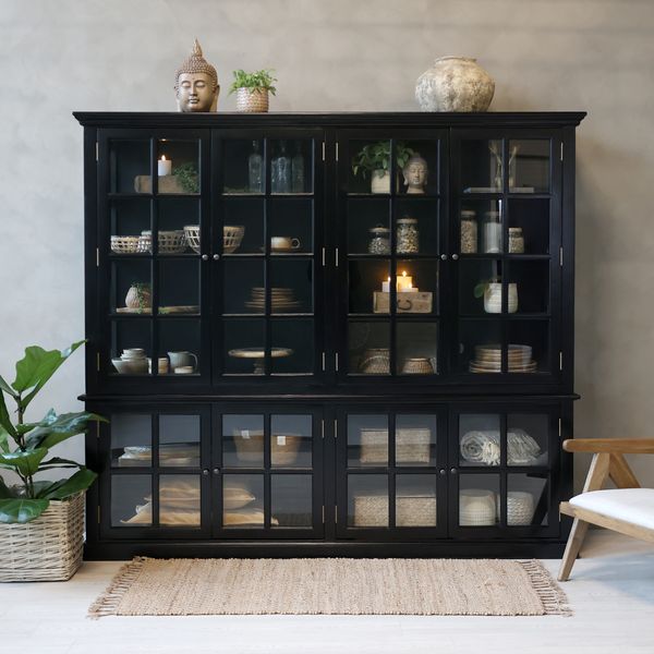 Hovedbilde Marseille Sort Vitrineskap med 8 dører og hyller - Chic Antique