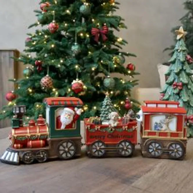 Hovedbilde Noël Juletog med 2 vogner og LED - Chique Antique