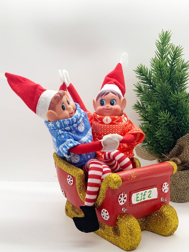 Rampenisse dobbel juleslede med LED lys