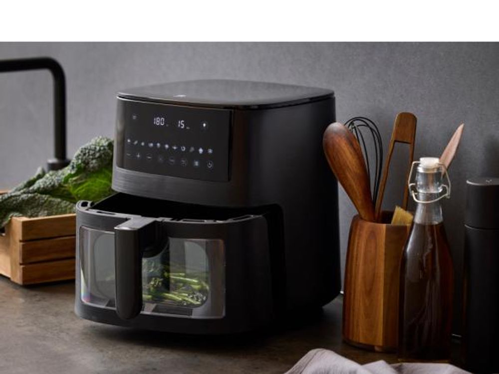 Airfryer med vindu 1650 watt 6,5 liter Matt svart	