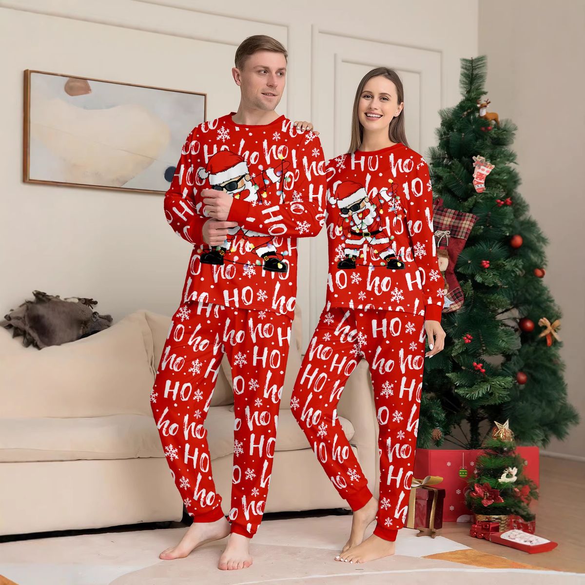 Julepyjamas Rocking Santa til barn- Match hele familien