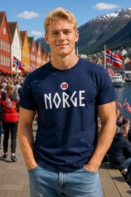 Hovedbilde Norge t-shirt i marine Viking - Norsk supporter T-skjorte