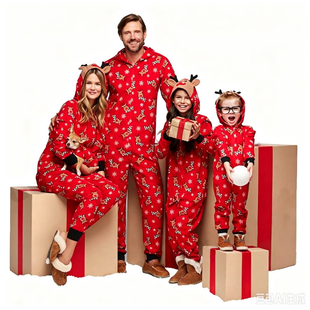 Julepyjamas jumpsuit Rudolf barn - Match hele familien