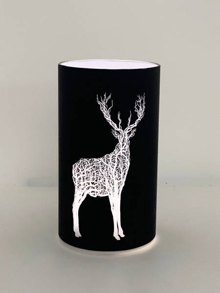 Hovedbilde Dekorlykt med ledlys reinsdyr sort