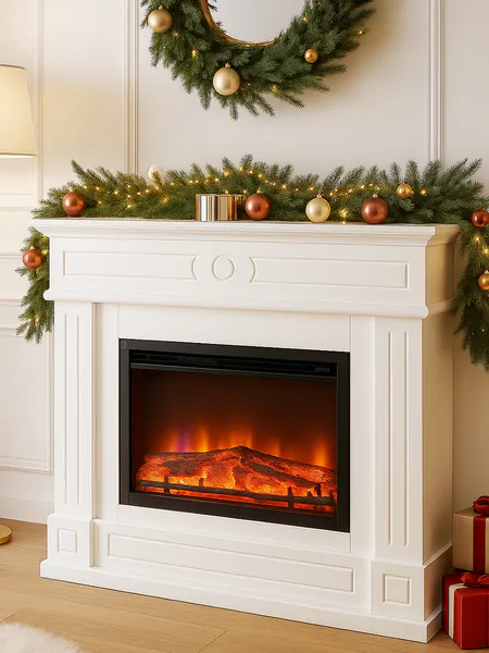 Hovedbilde Lekker elektrisk peis 2000 watt med hvit ramme-