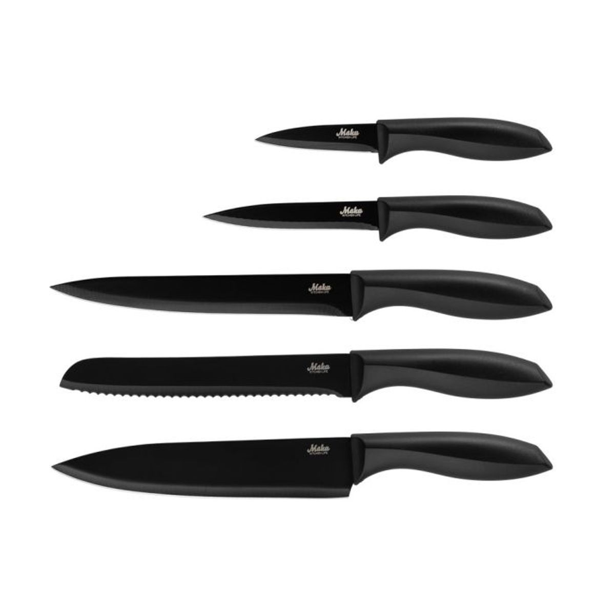 Knivsett med 5 kniver i sort design