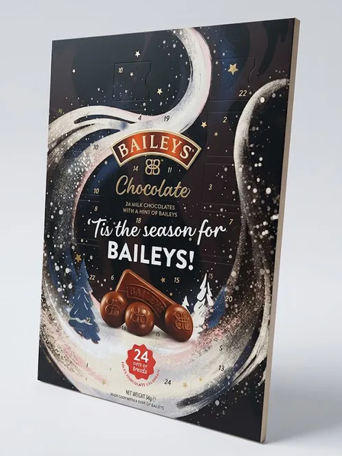 Hovedbilde Baileys sjokoladejulekalender 90 g og sitat hver dag