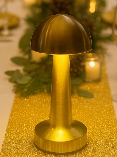 Hovedbilde Oppladbar touch lampe i gullfarget stål - rund