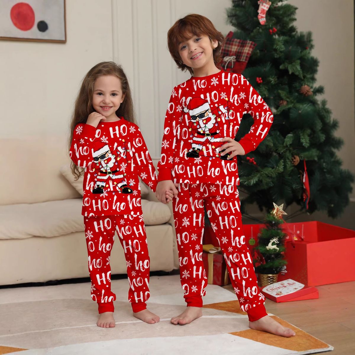 Julepyjamas Rocking Santa til dame - Match hele familien