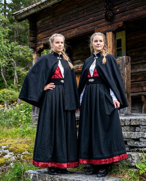 Hovedbilde Cape til festdrakt eller bunad i sort