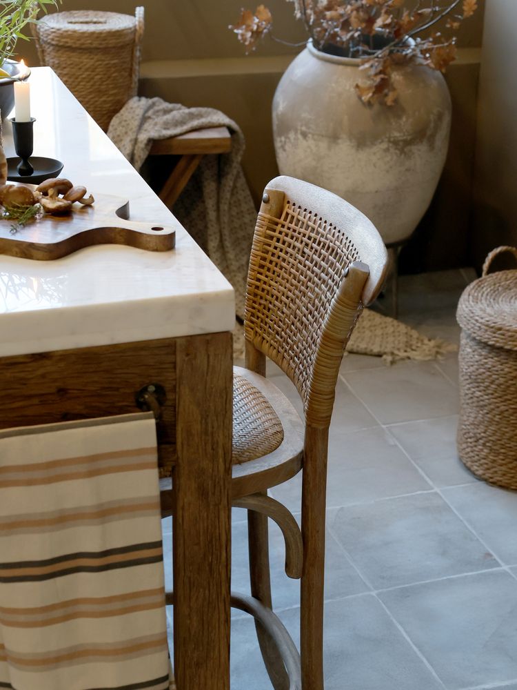 Fransk barkrakk med flettet sete og rygg fra Chic Antique