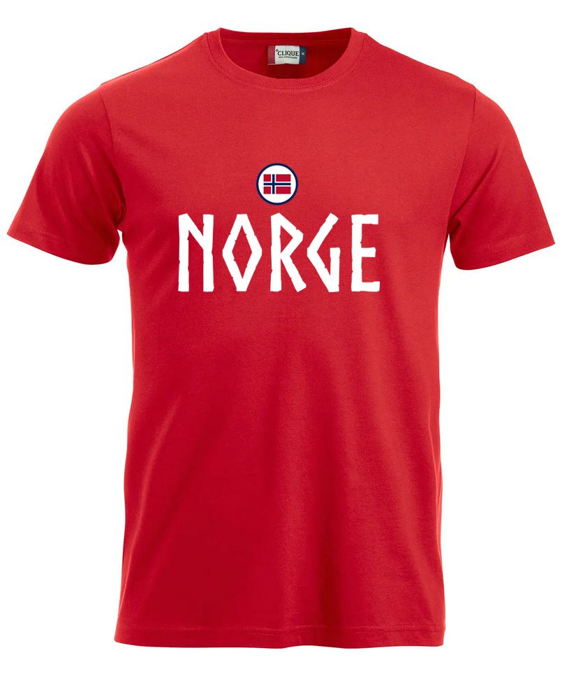 Norge t-shirt i rød viking - Norsk supporter t-skjorte