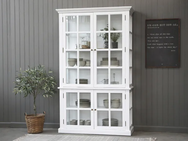 Hovedbilde Vitrineskap Med 4 Dører/Hyller Fra Chic Antique Hvit