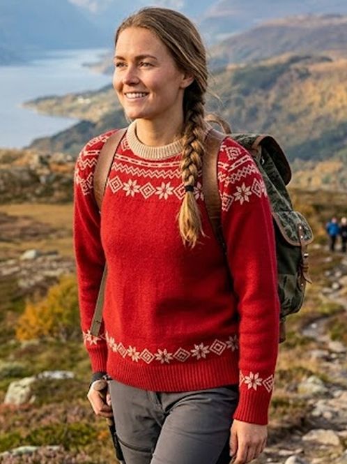 Hovedbilde Voss Unisex ullgenser i rød/offwhite