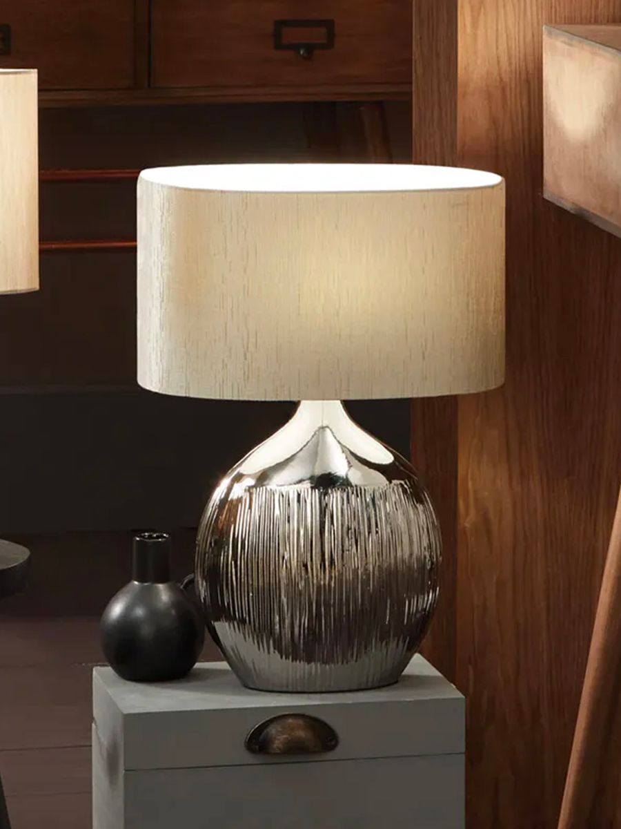 Bordlampe med skjerm Gemini silver 