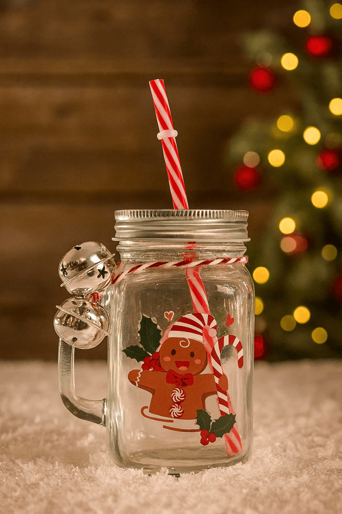 Morsomme drikkeglass med julemotiv - 450 ml. Assortert