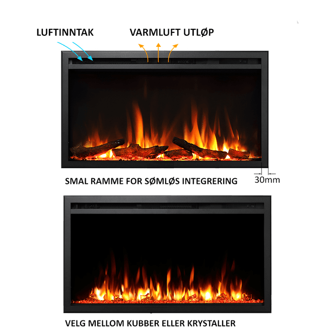 Hovedbilde Caloroso innbyggings peis - Maks 2000 watt