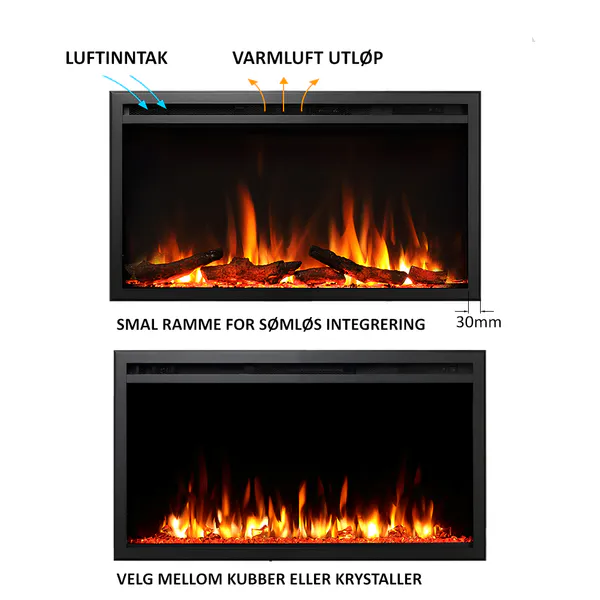 Hovedbilde Caloroso innbyggings peis - Maks 2000 watt