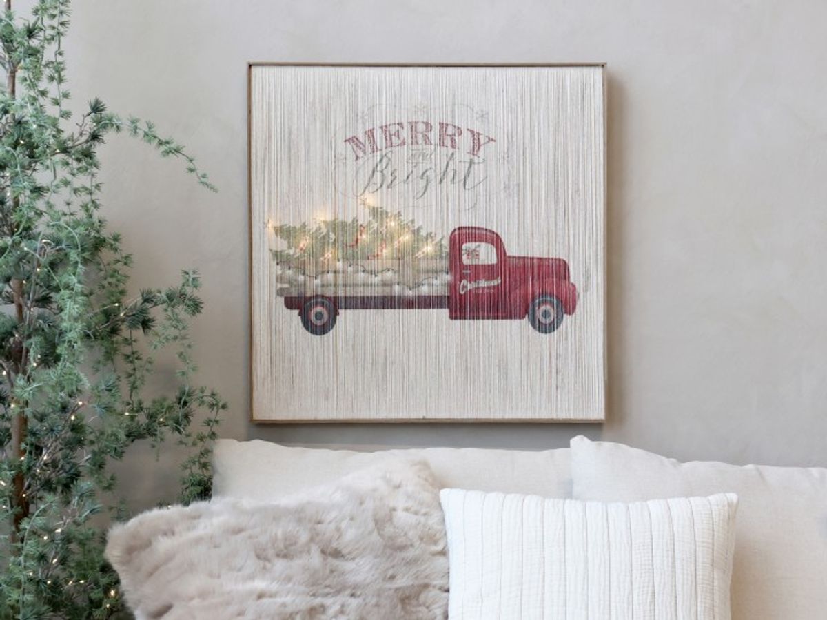 Stort bilde med julemotiv og ledlys fra Chic Antique