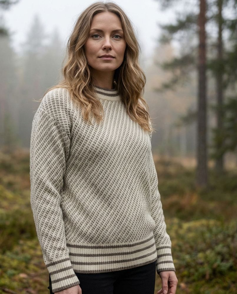 Islender ullgenser anikkhvit/valnøtt - Unisex