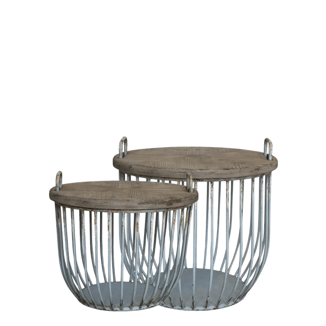 Hovedbilde Sofabord i opal med trelokk - Sett med 2 bord - Chic Antique