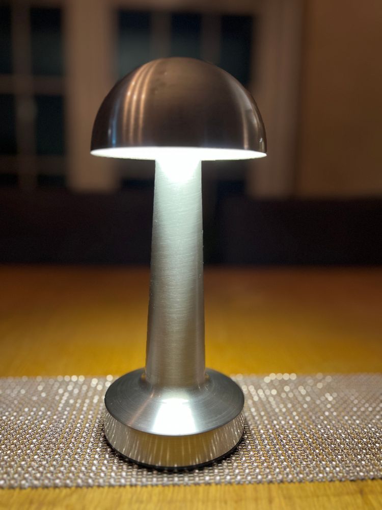 Oppladbar touch lampe i bøstet rustfritt stål - Rund 