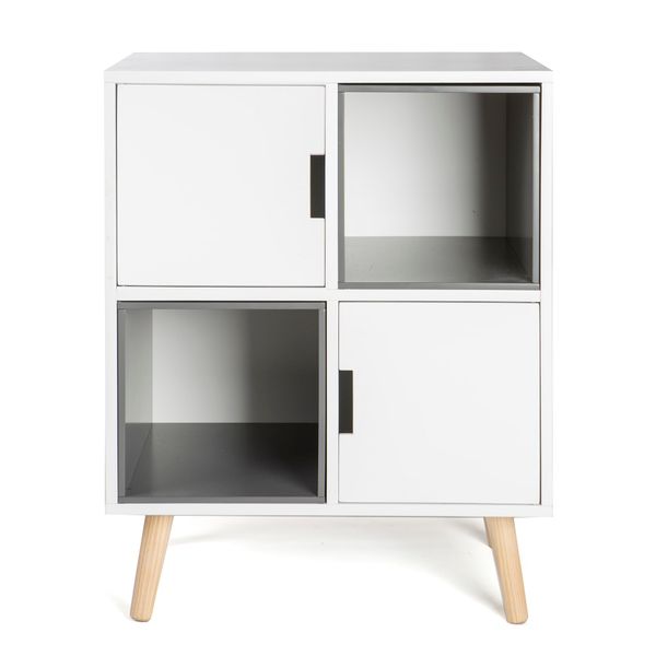 Hovedbilde Kommode med 2 skap og 2 rom 60x40x75 cm hvit