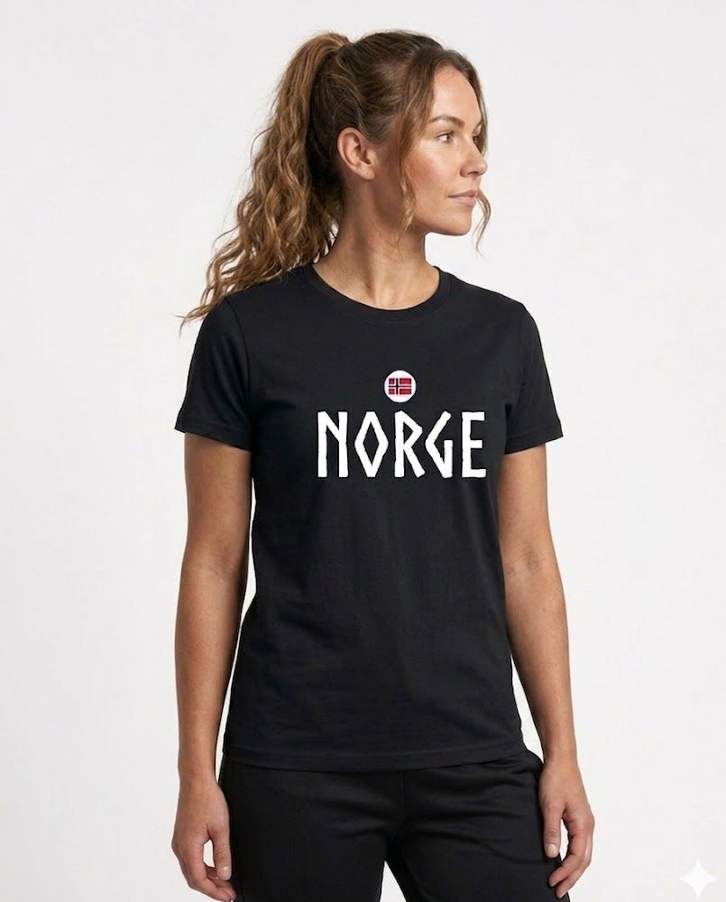 Norge t-shirt i sort Viking - Norsk supporter T-skjorte