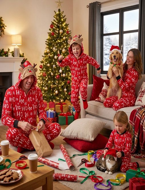 Hovedbilde Julepyjamas jumpsuit HO-HO-HO dame - Match hele familien